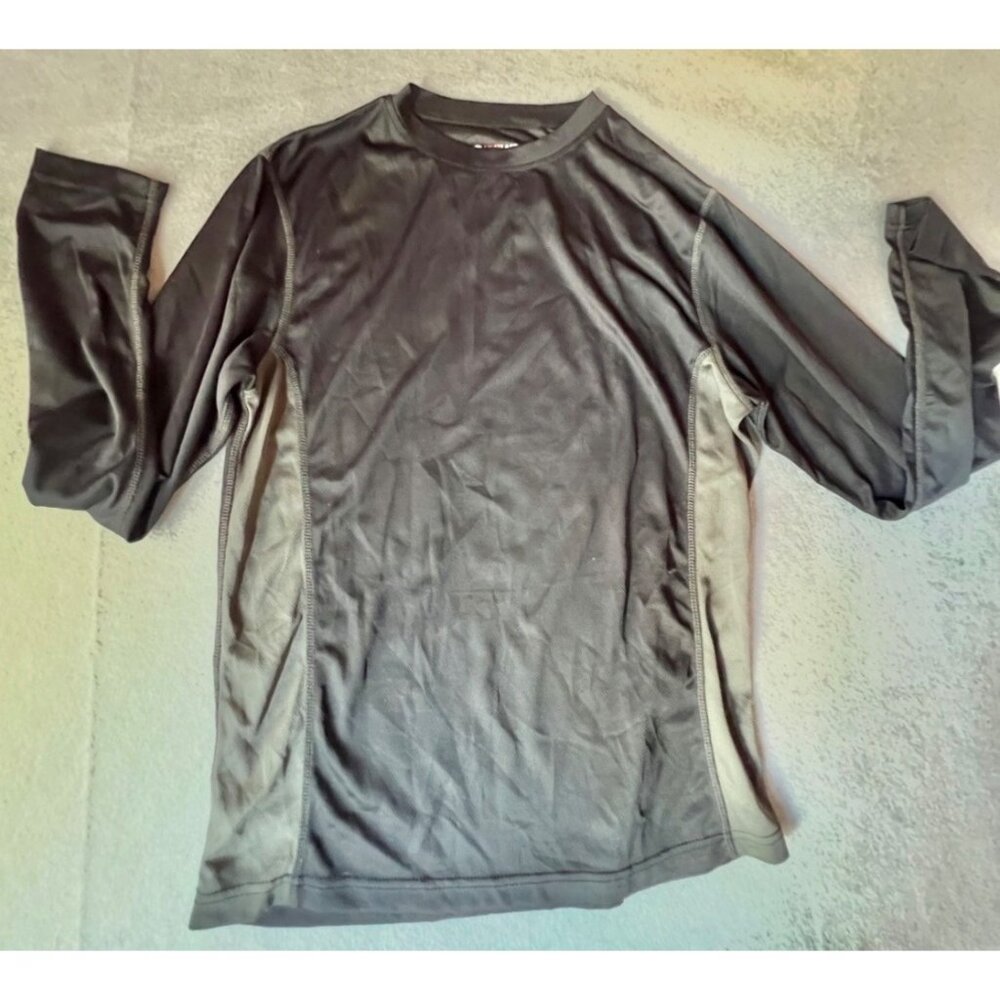 Heatlast Men's L Shirt Long Sleeve Black & Gray Polyester Spandex Thermal Layer